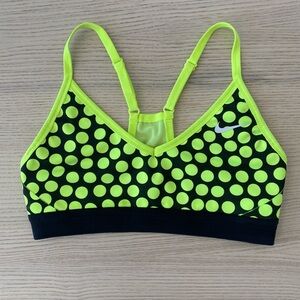 Nike Women's Polka Dot Sports Bra - Black and Yellow